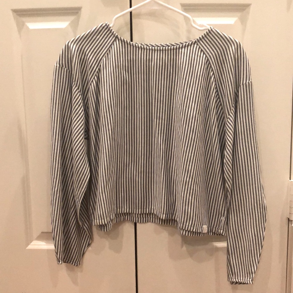 kids long sleeve navy and white stripe top